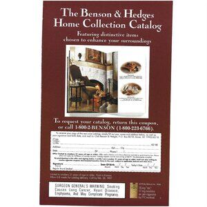 Benson and Hedges Home Collection Catalog Advertisement 1990s  Vintage Print AD